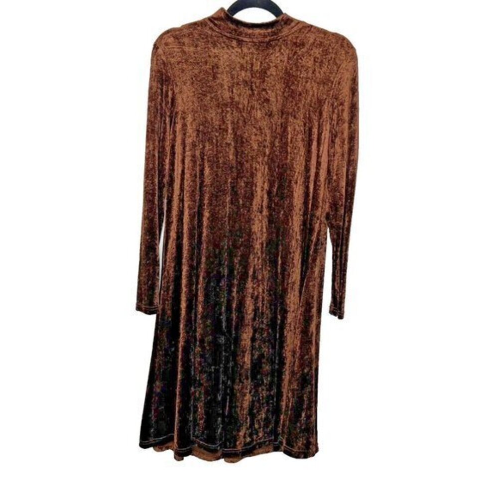 Vintage Carole Little Dress Size 6 Brown Velvet 90s Y2K Long Sleeve‎ Mock Neck